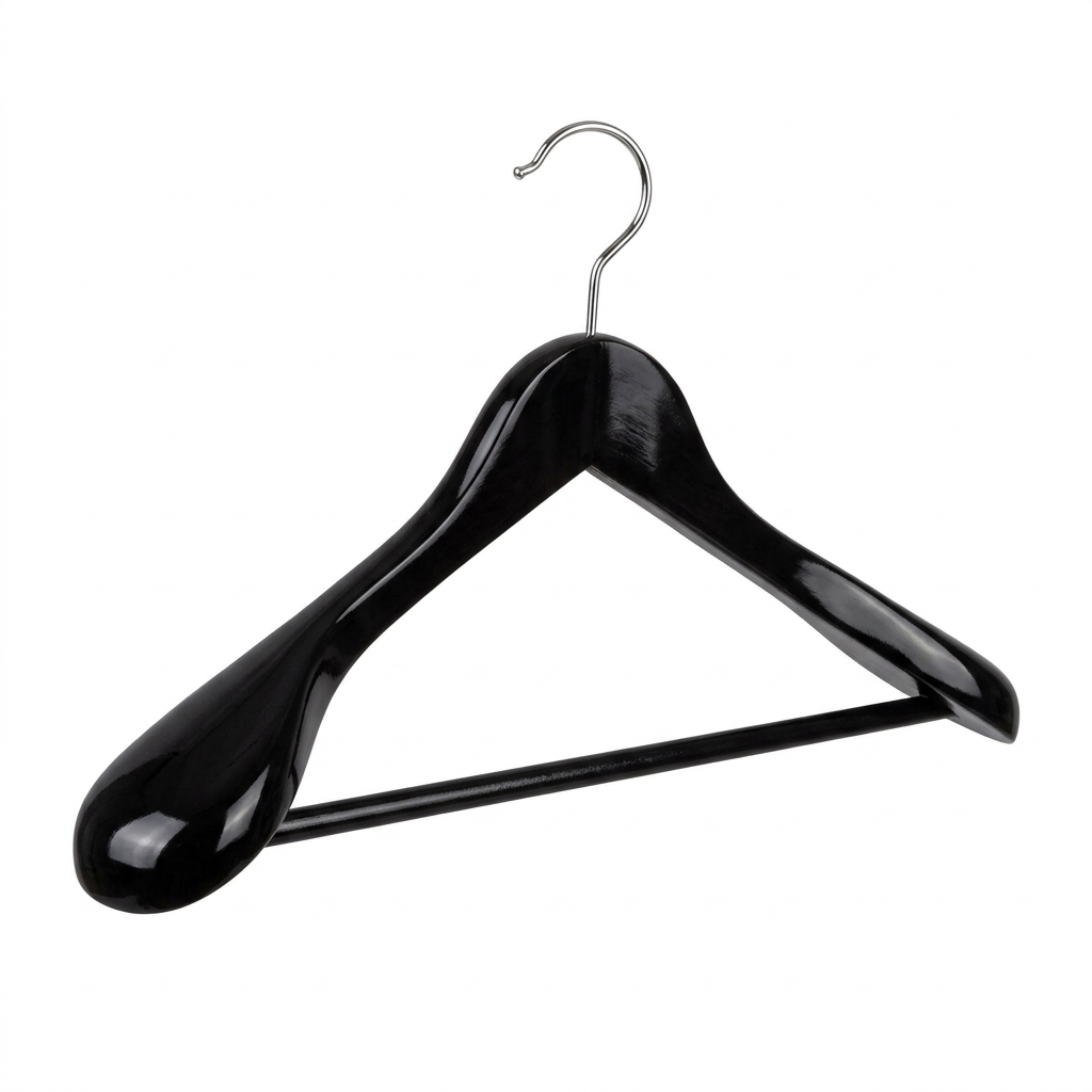Percha de Madera Negra con Hombreras Anchas