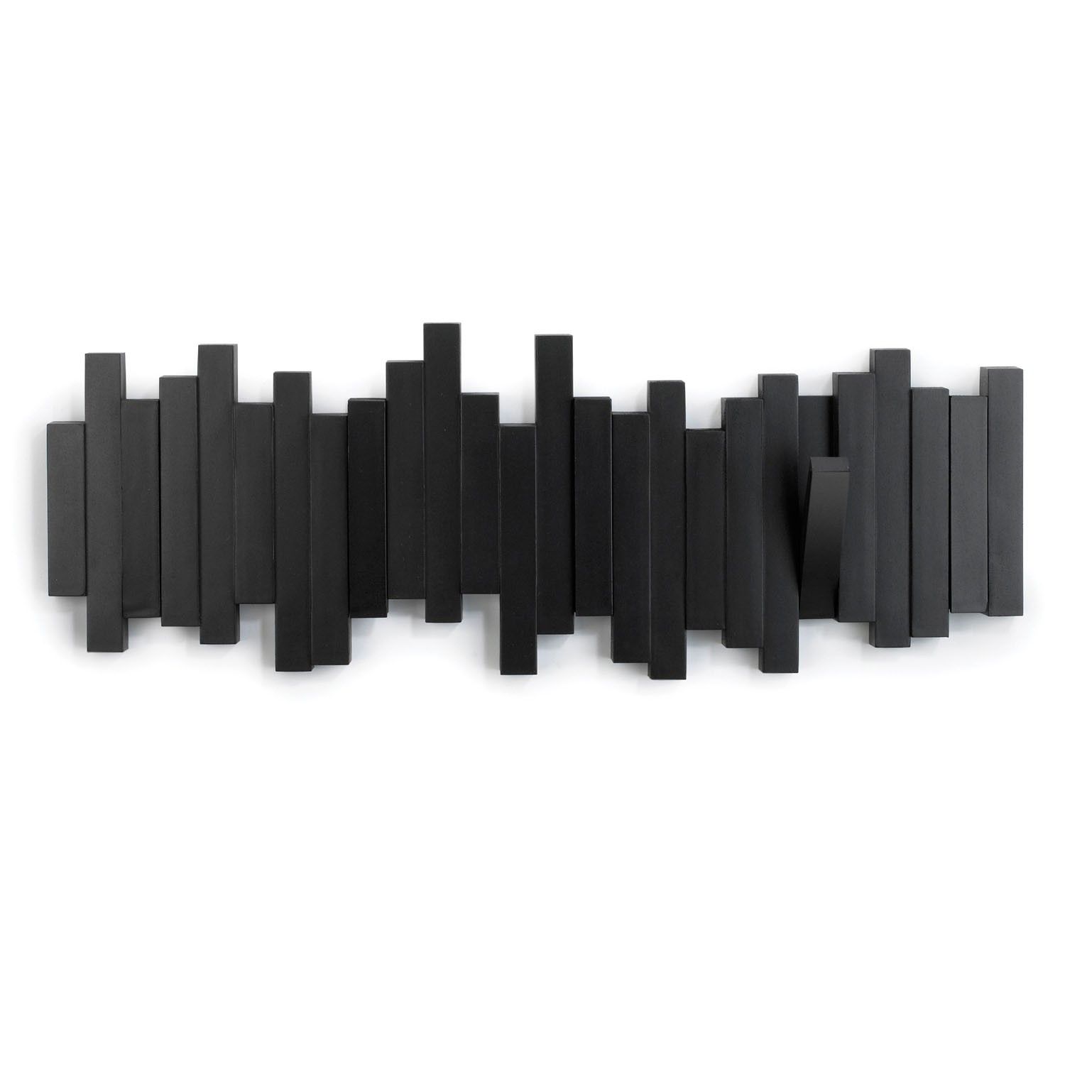Gamet, perchero de pared de acero, color negro estructurado