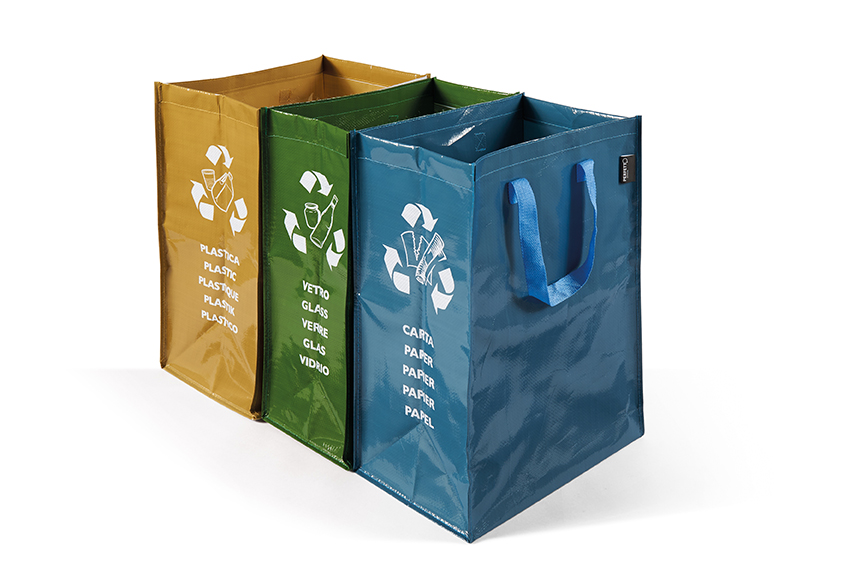 Golpeteo Sustancialmente fecha límite Set 3 bolsas de reciclaje para vidrio, papel y plástico - orden en casa