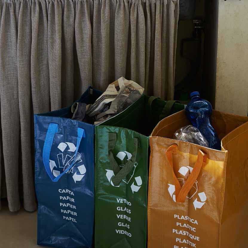Set 3 bolsas de reciclaje para vidrio, papel y plástico - orden en casa