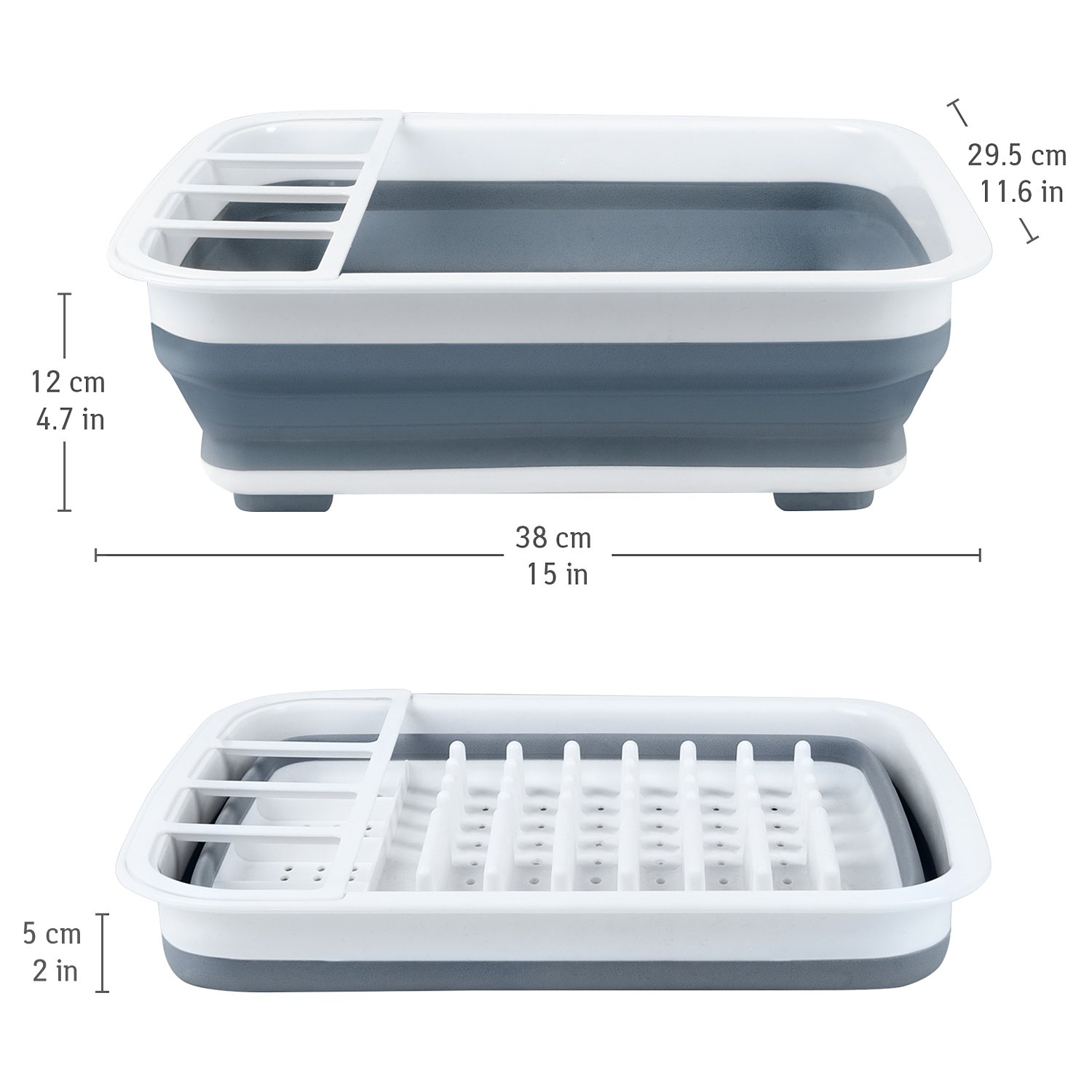 KitchenCraft Escurreplatos Plegable de Plástico, 37, 5 x 29,5 cm – Blanco