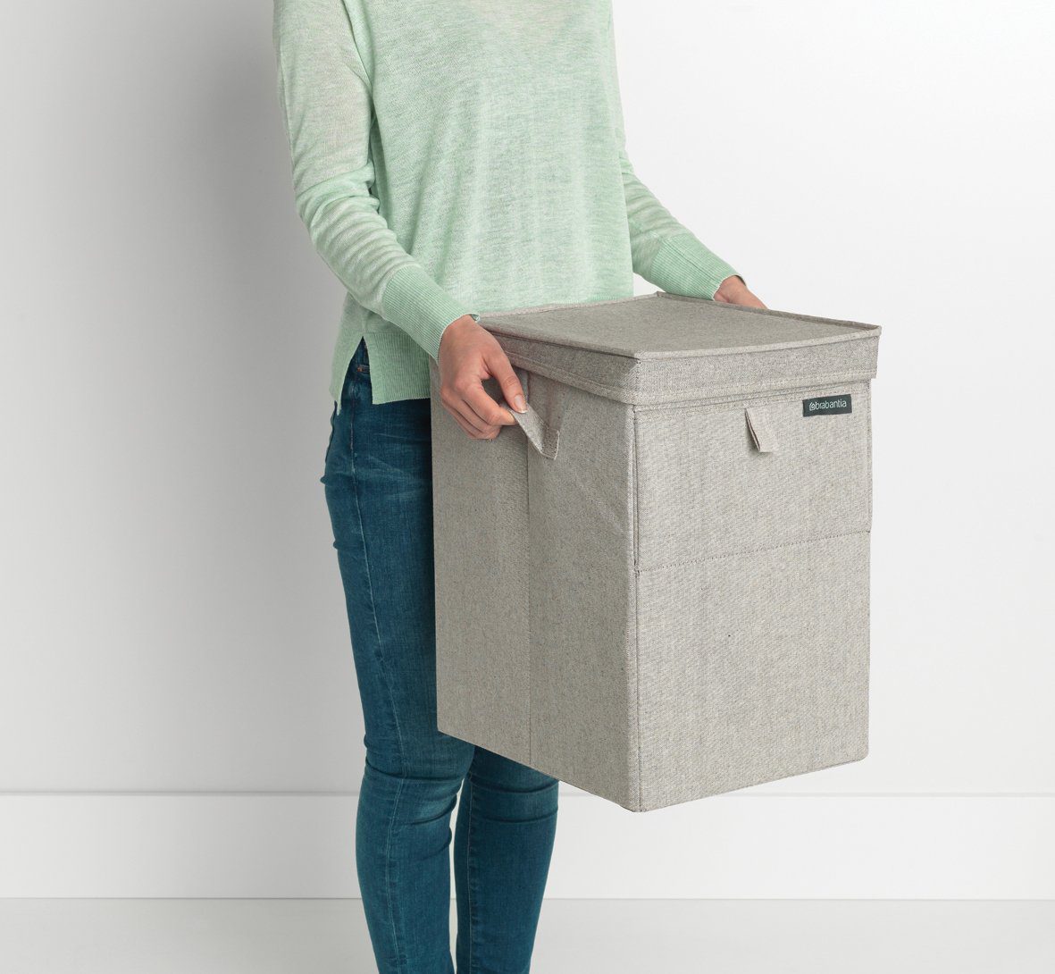 Cesta de la colada apilable 35L gris claro - Imagen 2