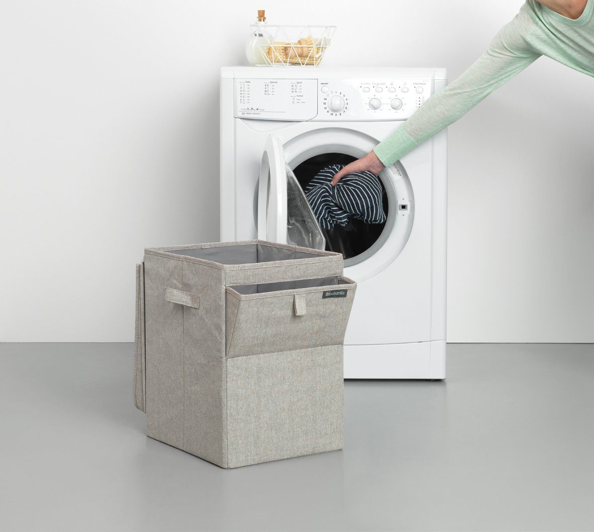 Cesta de la colada apilable 35L gris claro - Imagen 3
