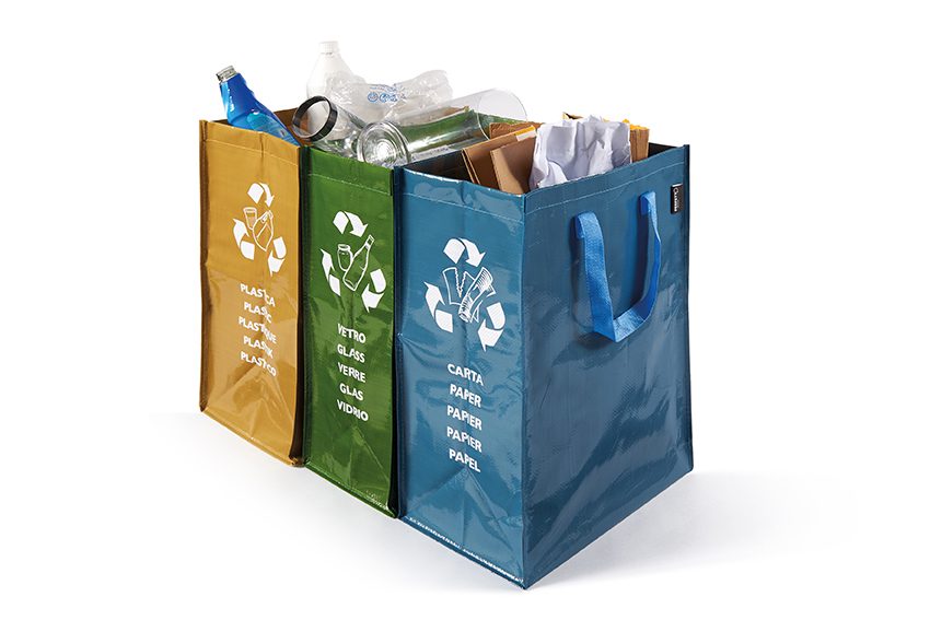 Pack De 3 Bolsas De Reciclaje Reutilizables Azul 30x30x39 Cm con