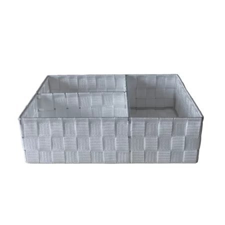 Imagen de la cesta rectangular 3 compartimentos blanca