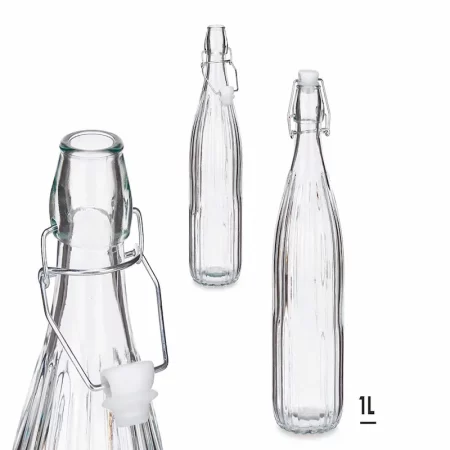 Botella vidrio 1L rayas vertical